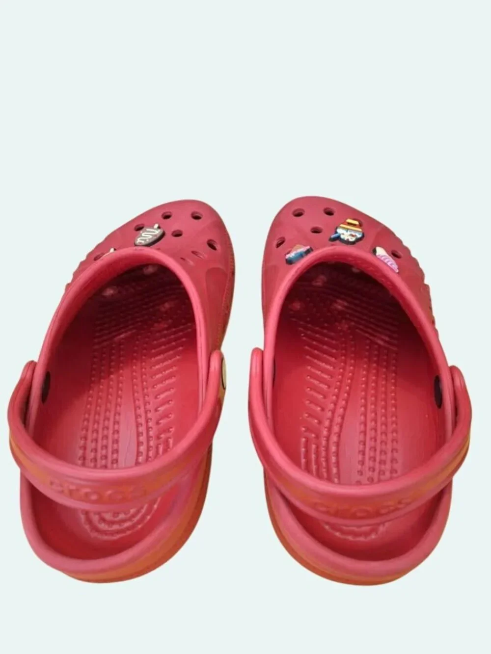 Crocs  Kids Red Clogs With Ice Cream Jibbitz Size 5/7 *SH1